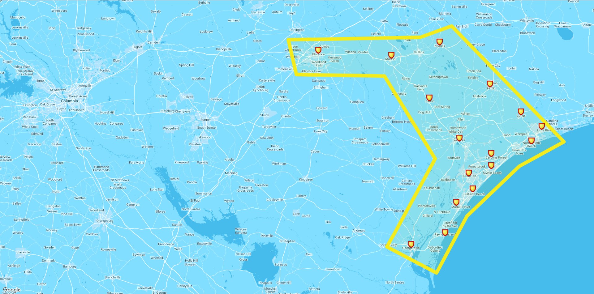 First Choice Heating & Cooling service area map